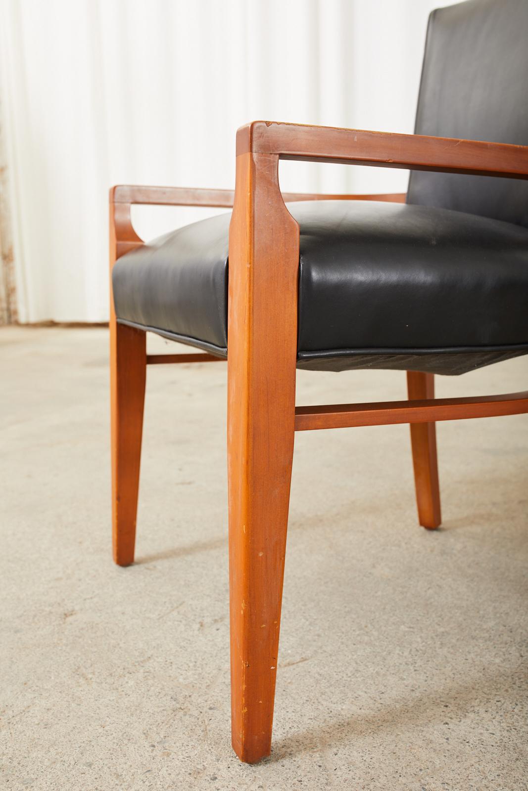 Set aus sechs Knoll-Esszimmerstühlen aus Leder im Art-déco-Stil  im Angebot 9