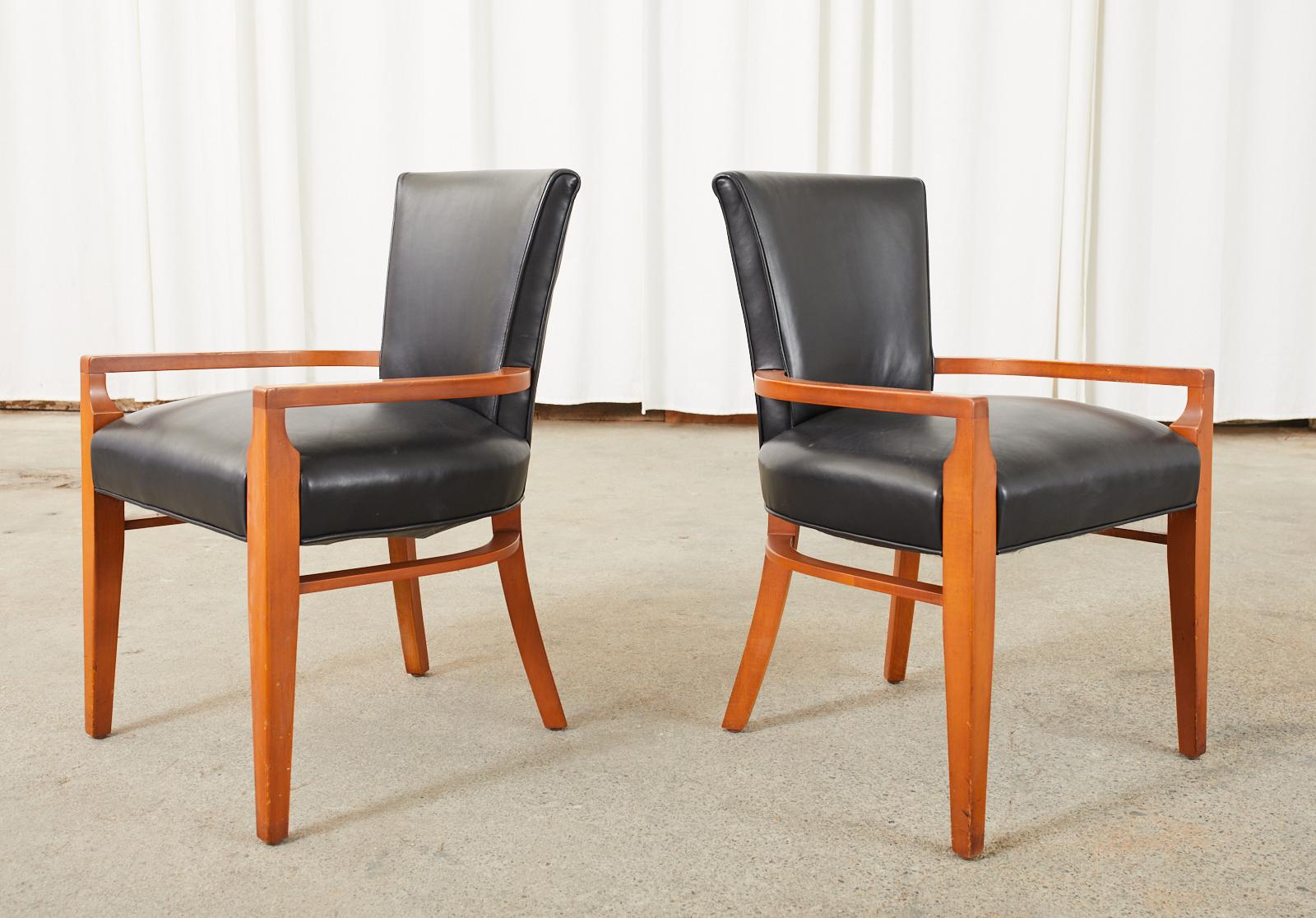 Set aus sechs Knoll-Esszimmerstühlen aus Leder im Art-déco-Stil  im Angebot 12