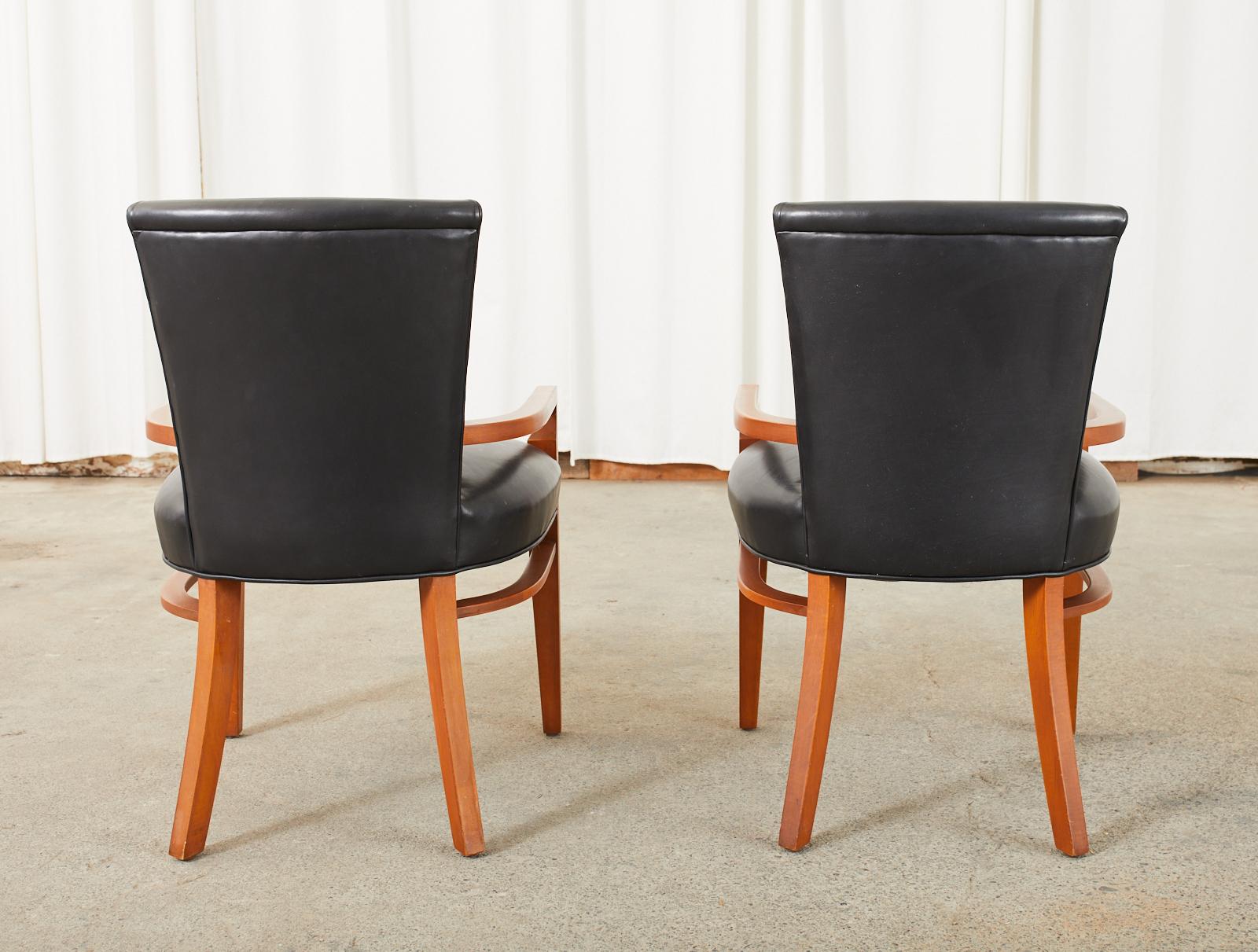 Set of Six Knoll Art Deco Style Leather Dining Armchairs For Sale 14