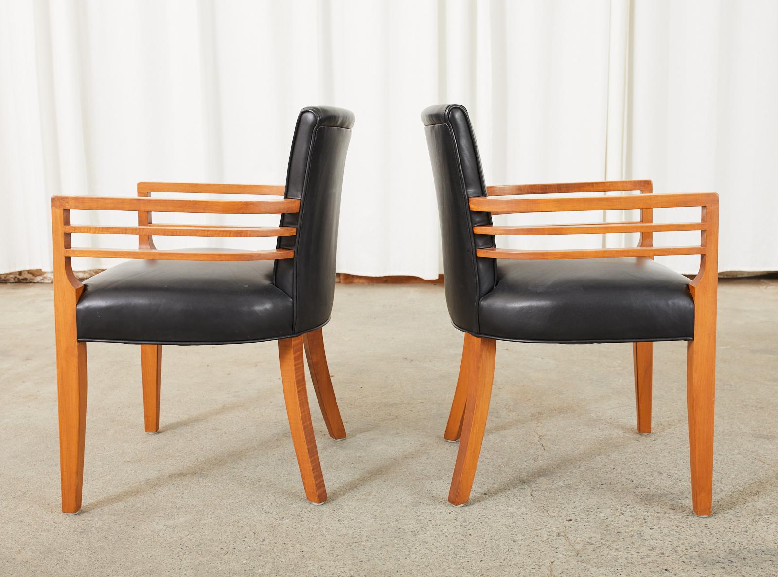 Set aus sechs Knoll-Esszimmerstühlen aus Leder im Art-déco-Stil  im Angebot 2
