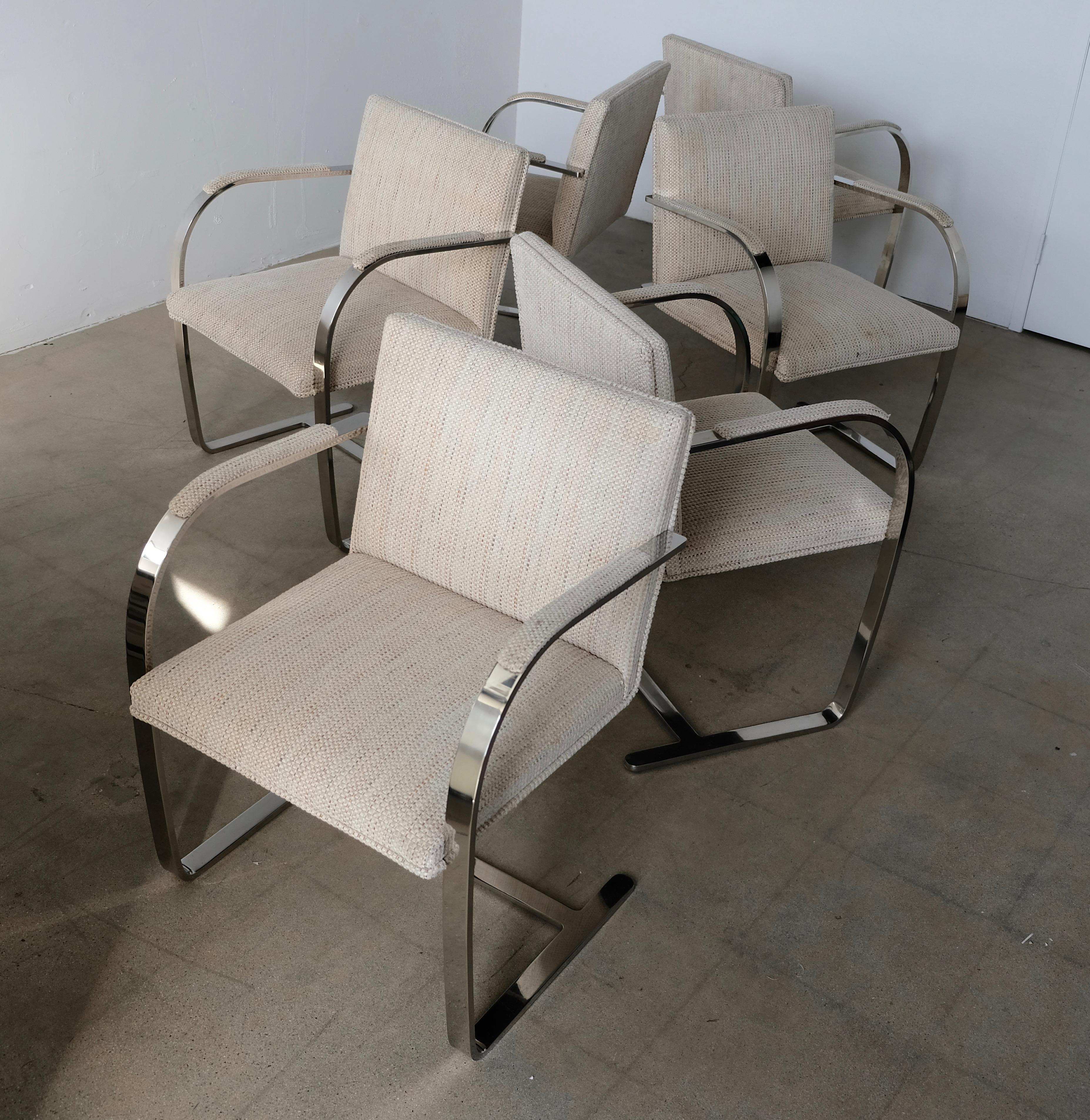 Set of Six Knoll Brno Flat Bar Dining Chairs Mies Van Der Rohe 4