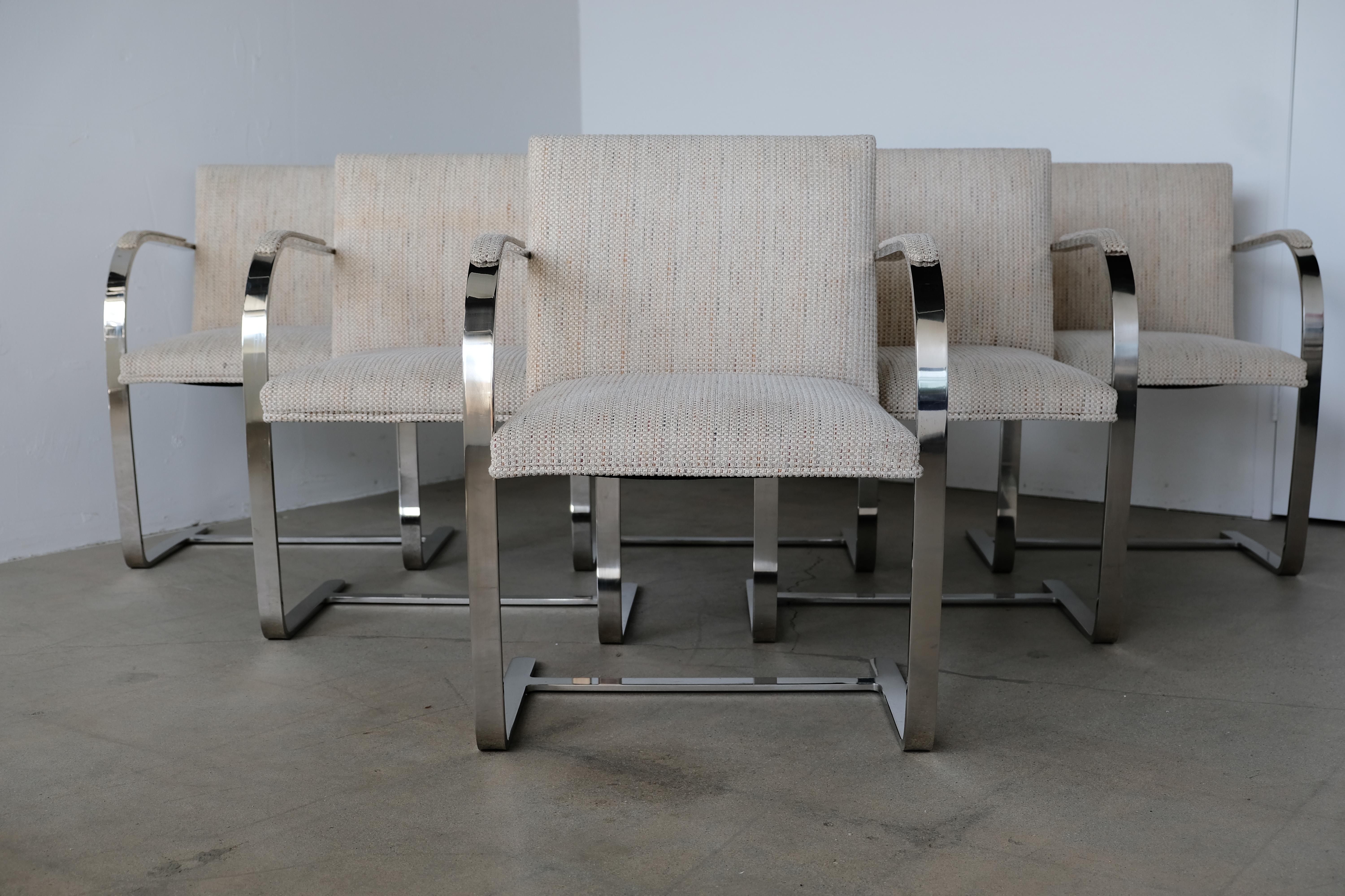 20th Century Set of Six Knoll Brno Flat Bar Dining Chairs Mies Van Der Rohe