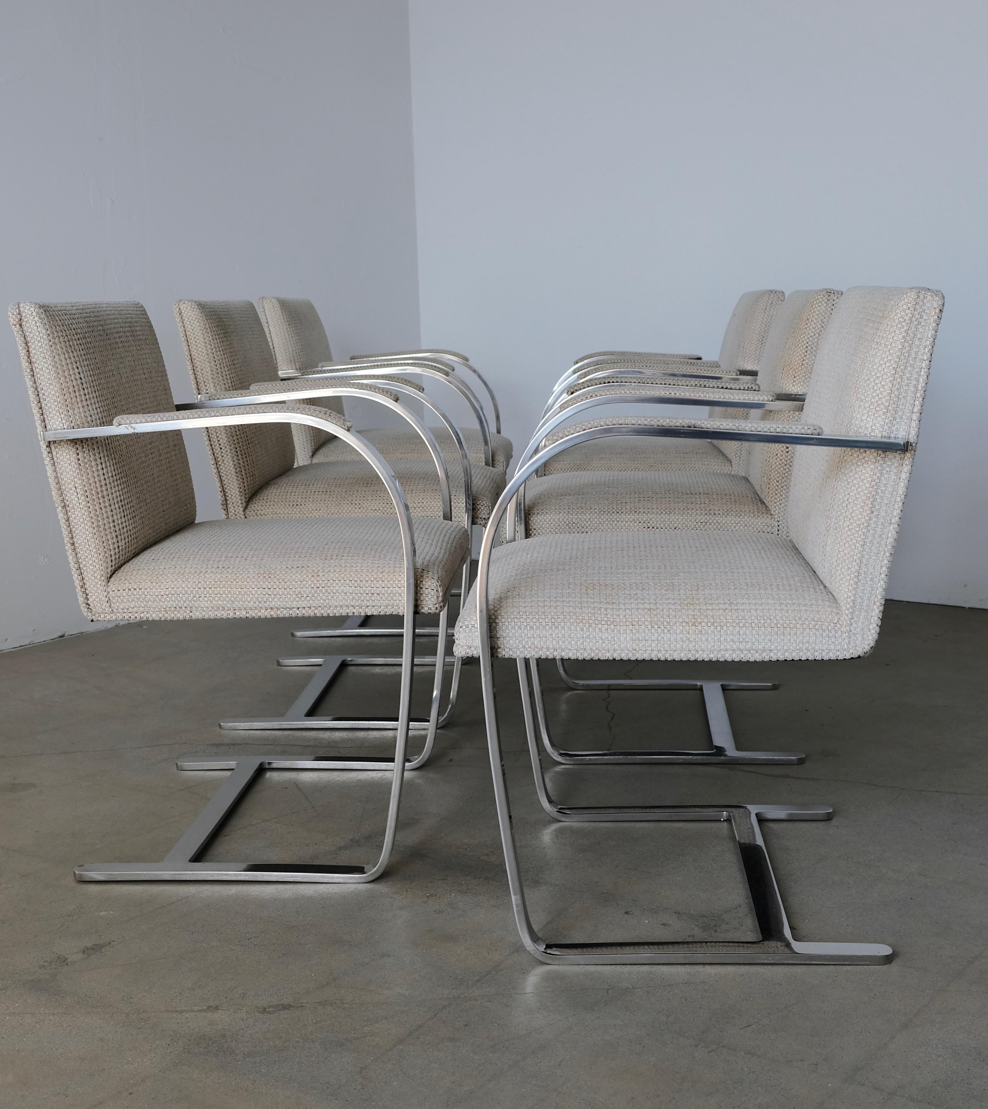 Set of Six Knoll Brno Flat Bar Dining Chairs Mies Van Der Rohe 1