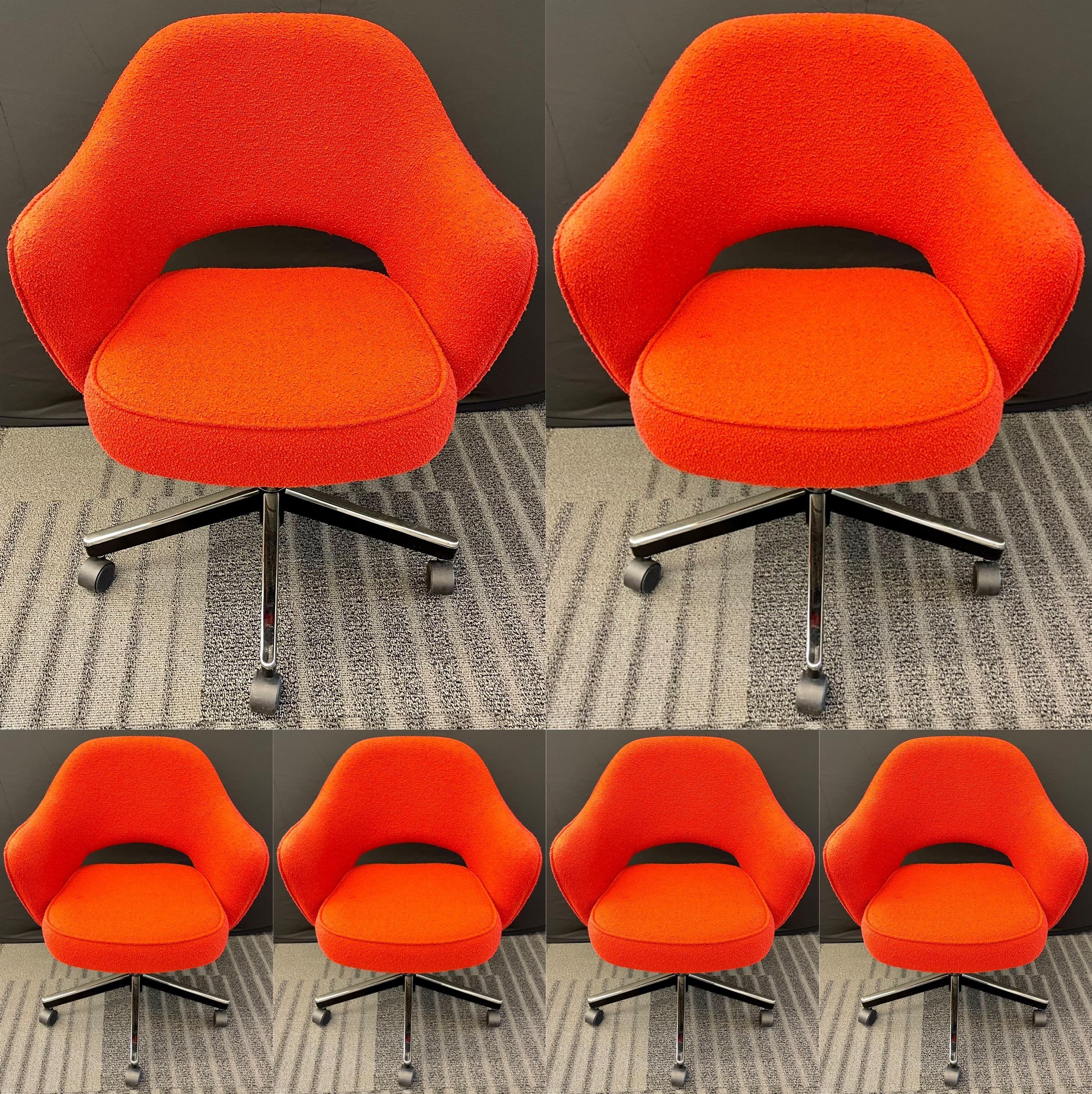 Mid-Century Modern Set of Six Knoll Inc Saarinen Office Chairs on Casters, Executive Vintage