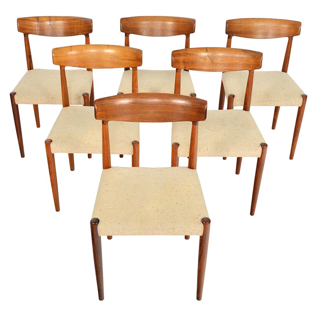 Set of Six Knud Faerch Model 343 Danish Modern Dining Chairs in Rosewood