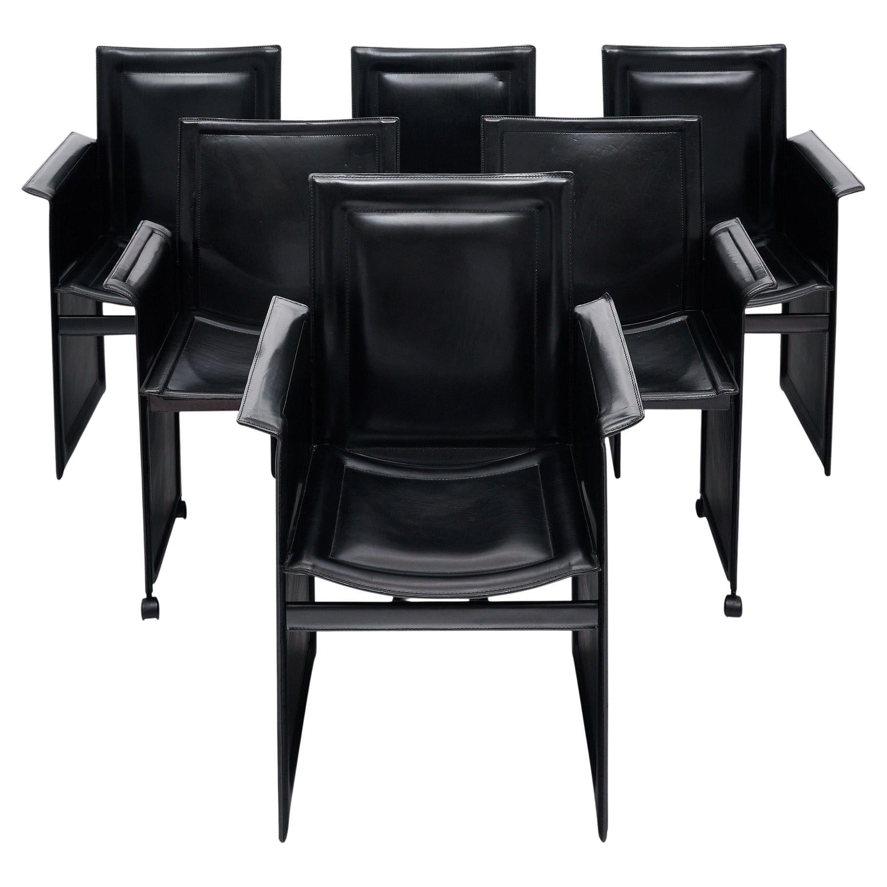 Set of Six “Korium” Armchairs by Tito Agnoli for Matteo Grassi