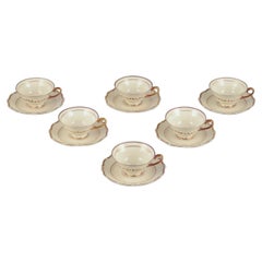 Set of six KP, Karlskrona (Sweden) tea cups with saucers.