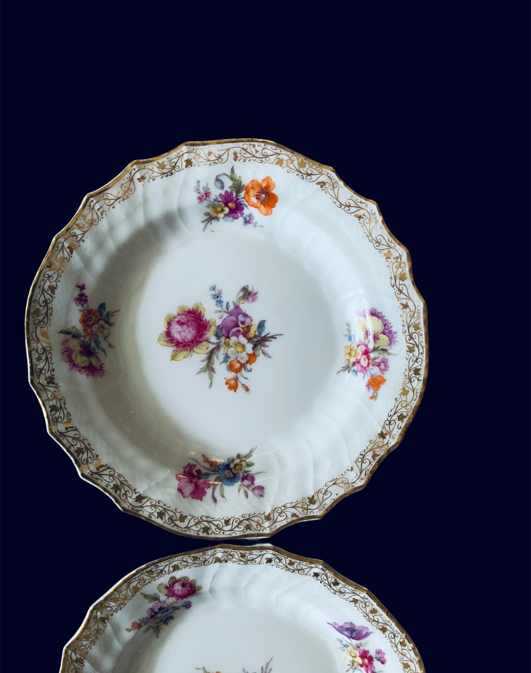 Hand-Painted Set of Six KPM Bread and Butter Plates For Sale