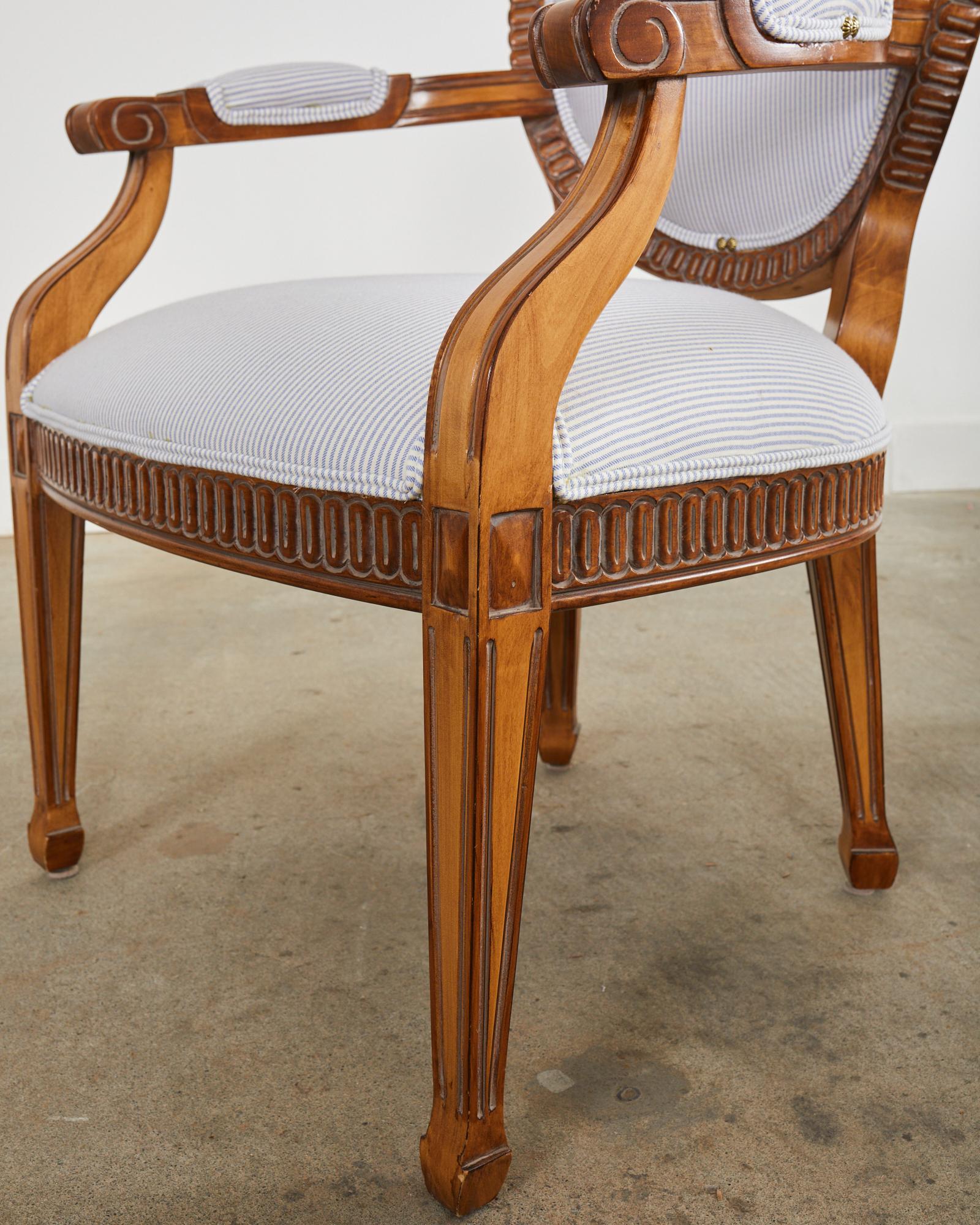 Set of Six Kreiss Peninsula Carved Dining Armchairs 4
