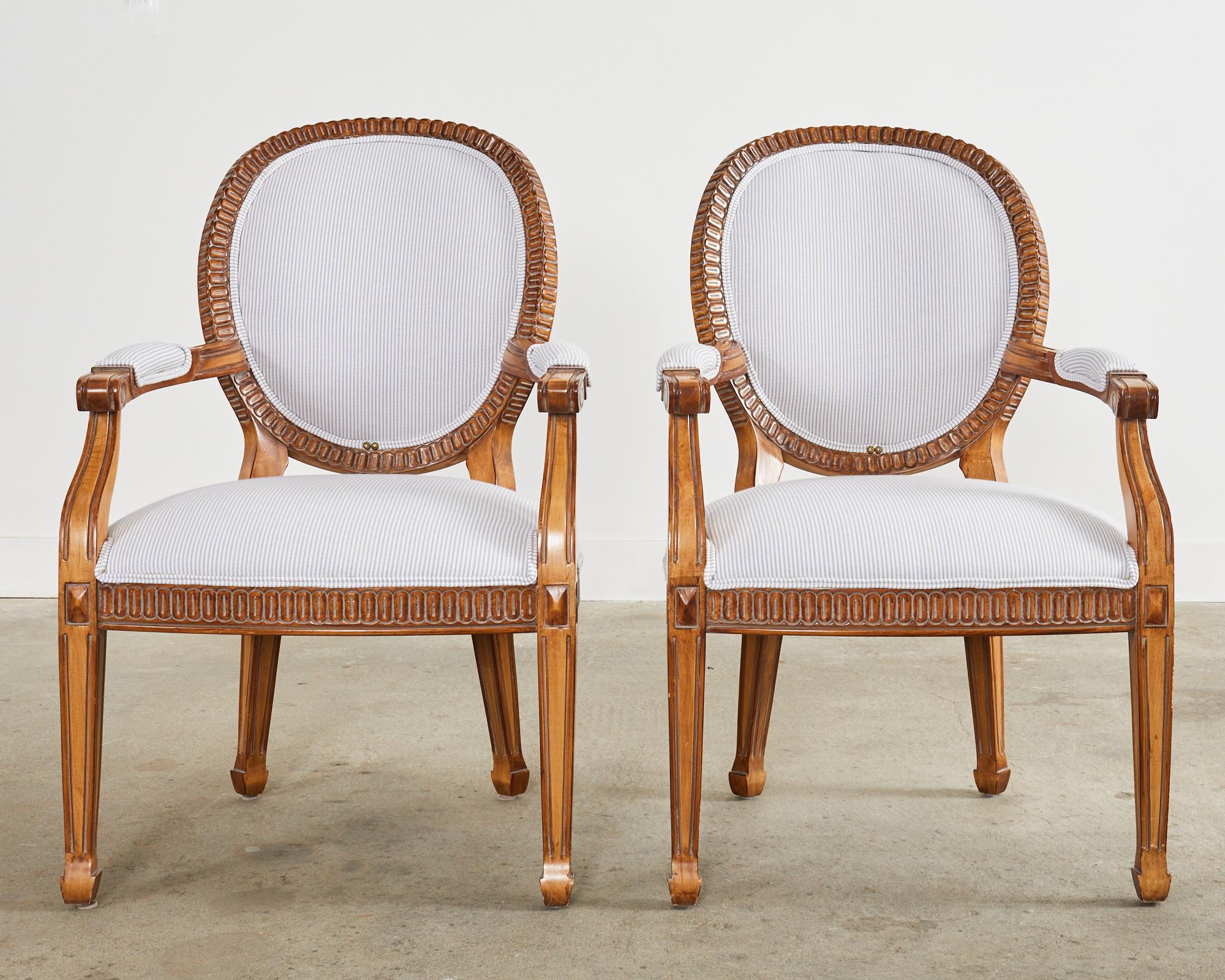 Hand-Carved Set of Six Kreiss Peninsula Carved Dining Armchairs