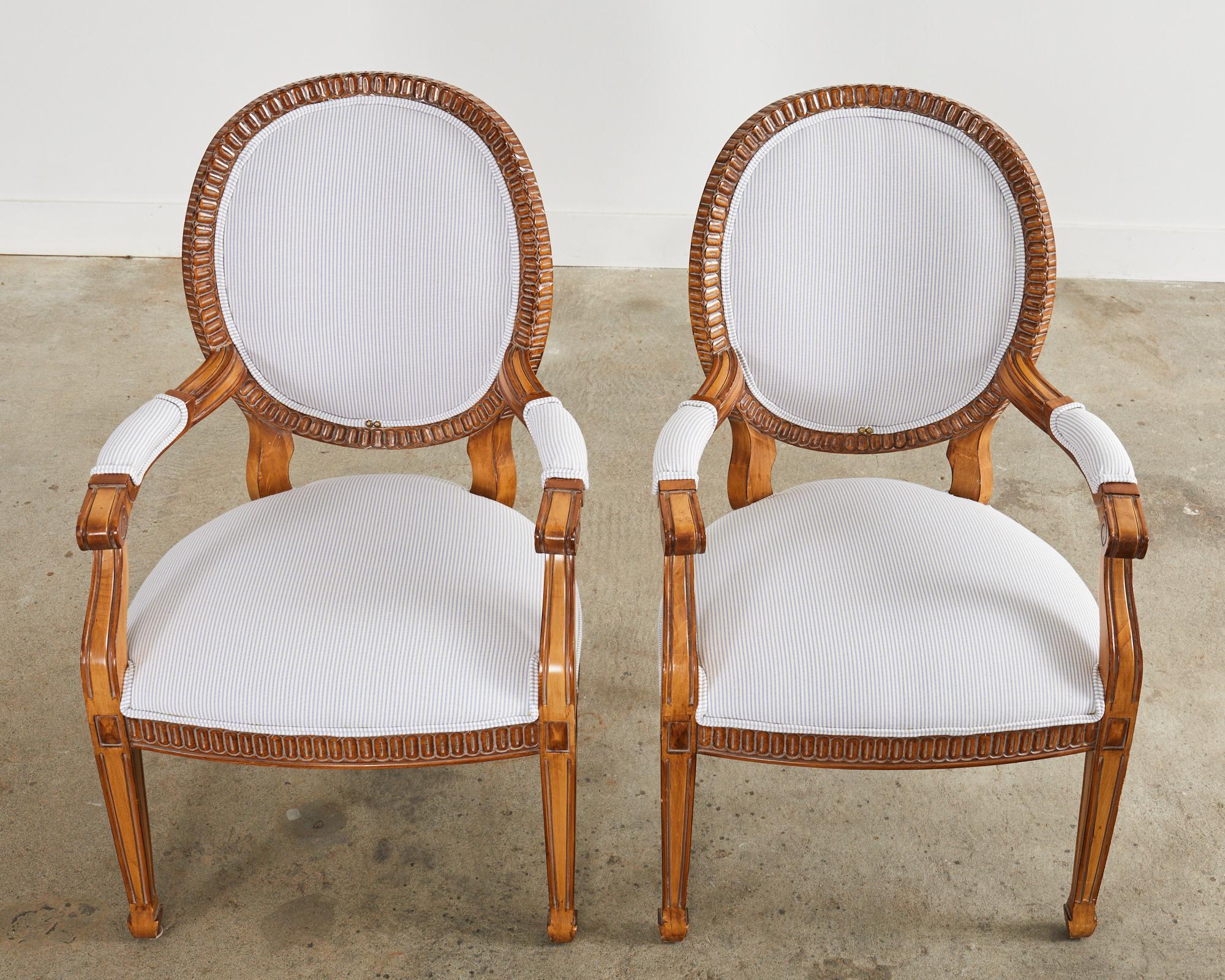 Set of Six Kreiss Peninsula Carved Dining Armchairs In Good Condition In Rio Vista, CA