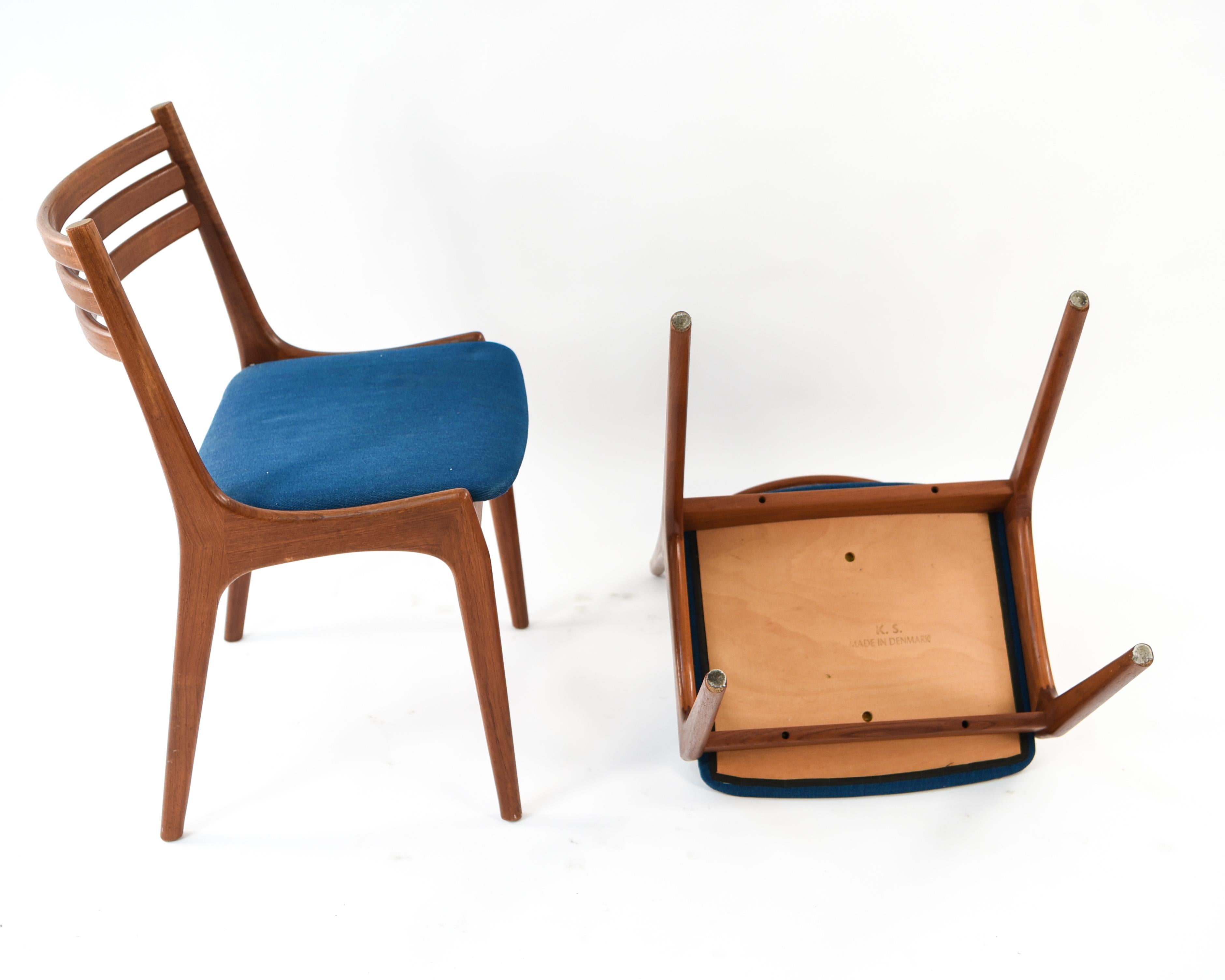 Set of Six K.S. Mobler Teak Dining Chairs Attributed to Kai Kristiansen 6