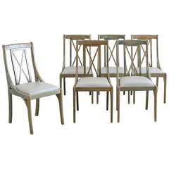 Set of Six Lacquered Neoclassical Dining Chairs