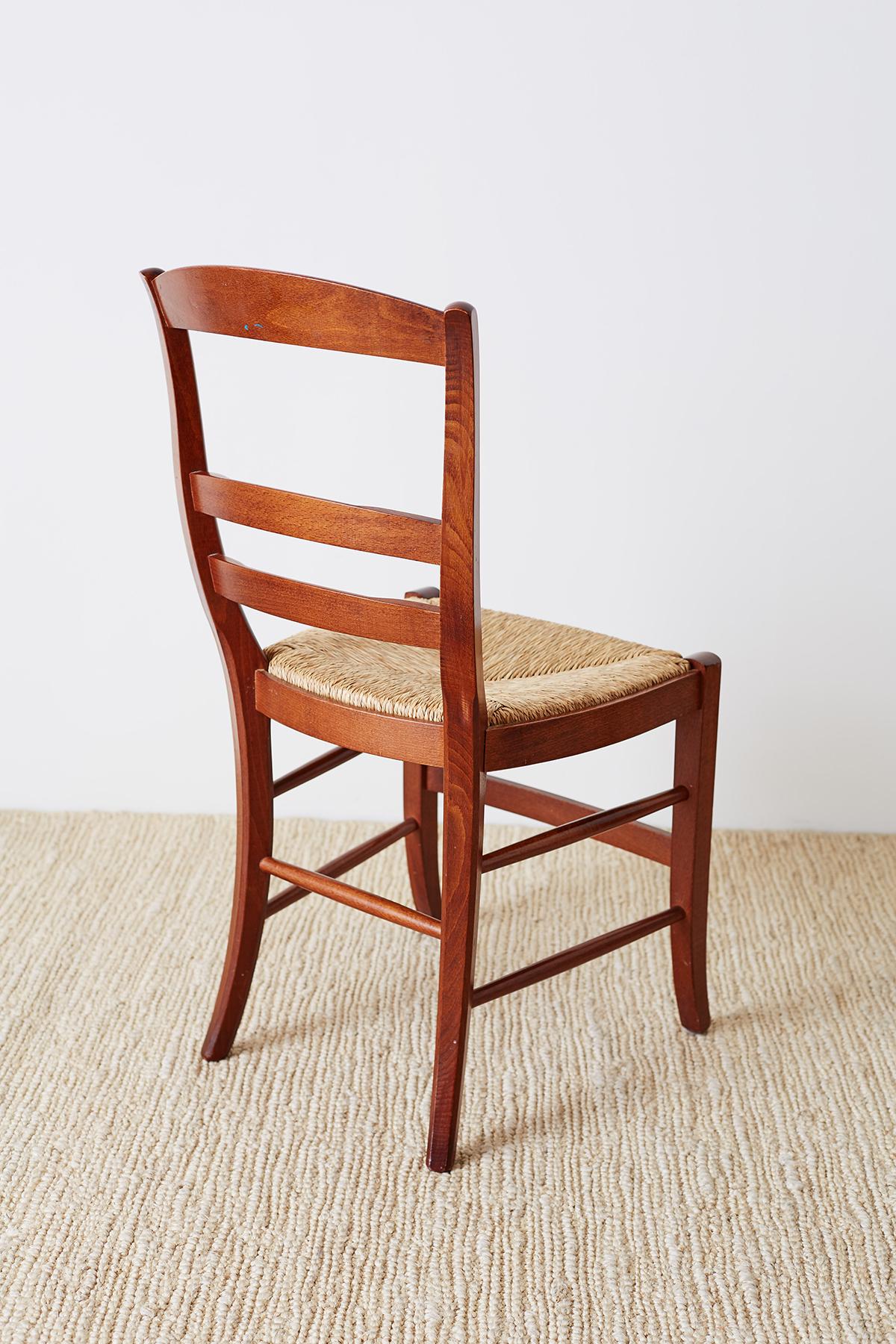 Set of Six Ladder-Back Rush Seat Dining Chairs 5