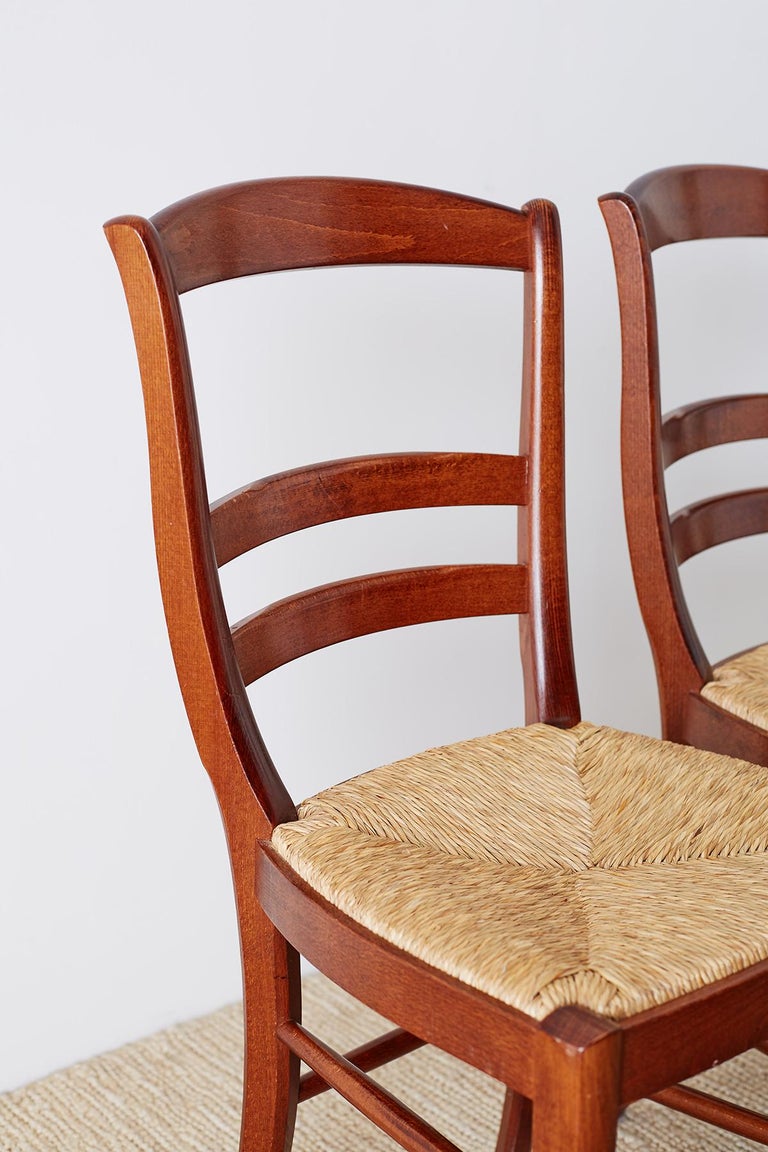 Set of Six Ladder-Back Rush Seat Dining Chairs at 1stDibs