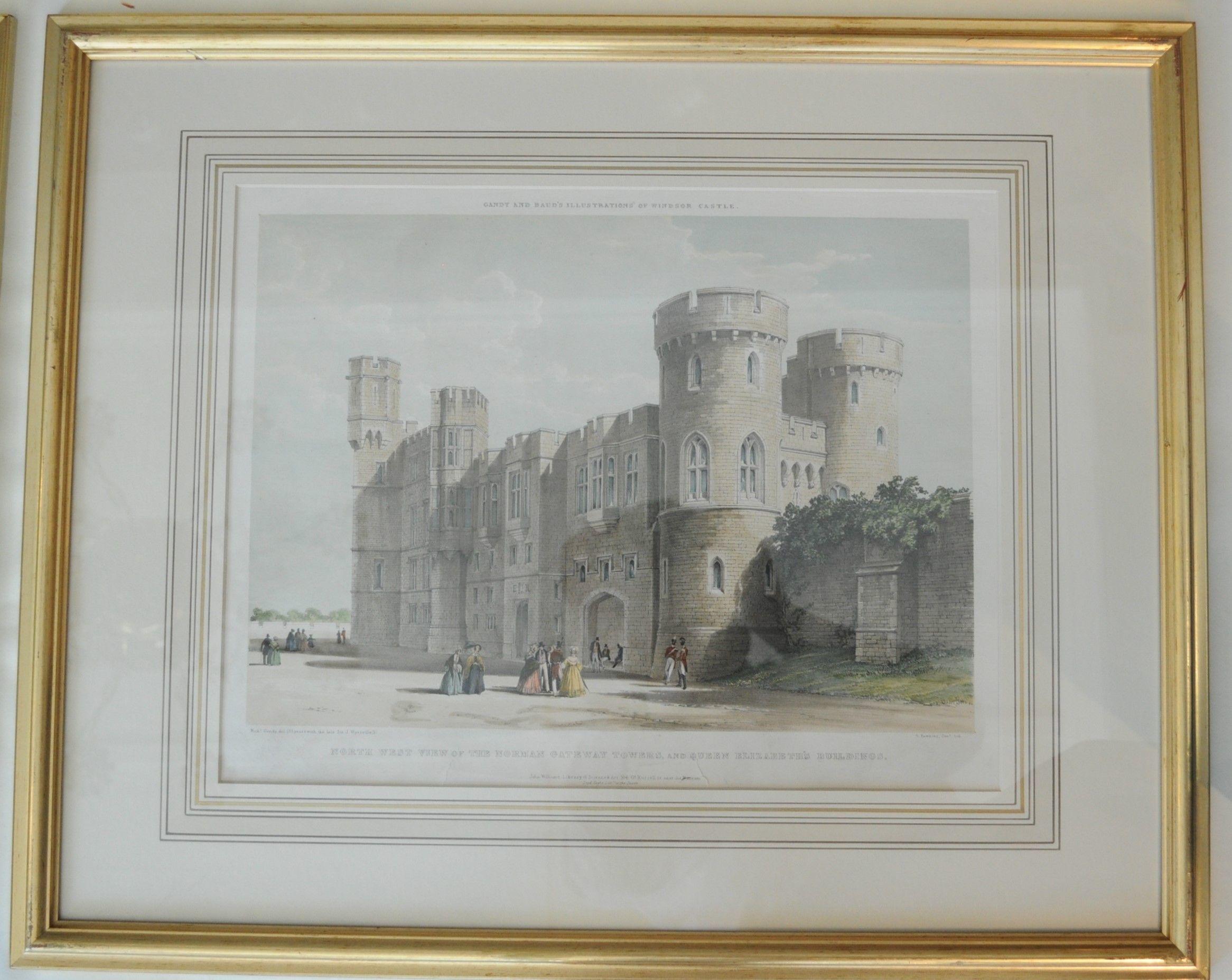 English Set of Six Large Lithographs of Windsor Castle For Sale
