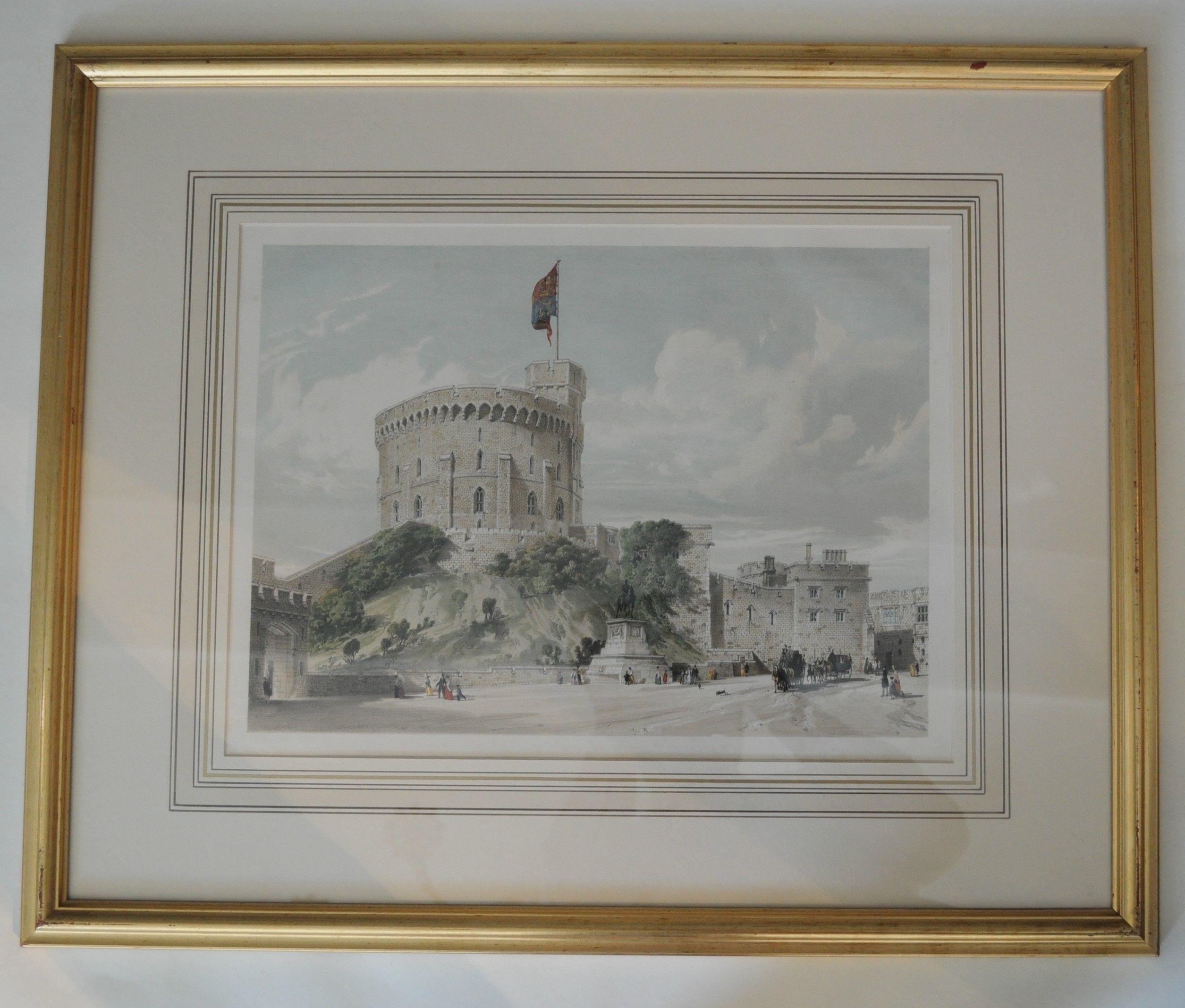 19th Century Set of Six Large Lithographs of Windsor Castle For Sale