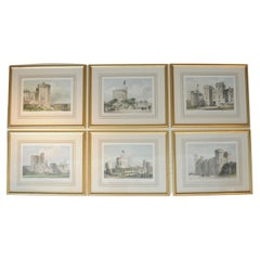 Set von sechs großen Lithografien des Schlosses Windsor