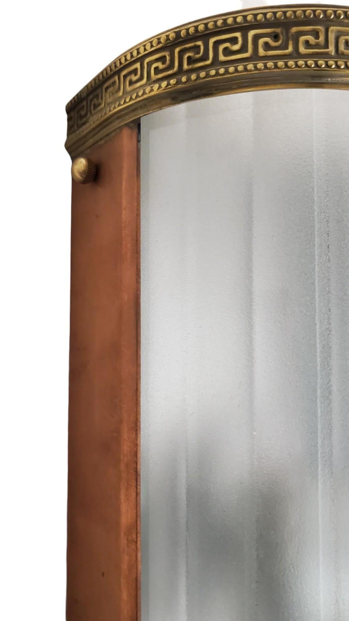 Set di sei grandi appliques tubolari originali in vetro con cornici in ottone e rame in vendita 5
