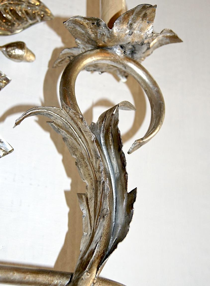 Molded Set of Six Large Silver-Leafed Sconces, Sold in Pairs For Sale