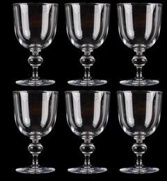 Set of Six Large Steuben Crystal Water Goblets, 1960s