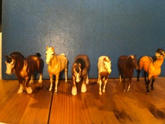 Set of Six Large Vintage Collectible Toy Horses