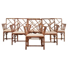 Set of Six Late 18th Century Bamboo ‘Cockpen’ Armchairs, with Drop in Seats