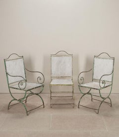 Set of Six Late 19th Century French Wrought Iron Garden Chairs