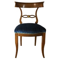 Set of Six Late 19th Century Italian Directoire Chairs in Solid Walnut Wood