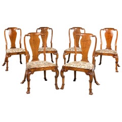 Antique Set of Six Late 19th Century Queen Anne Style Chairs