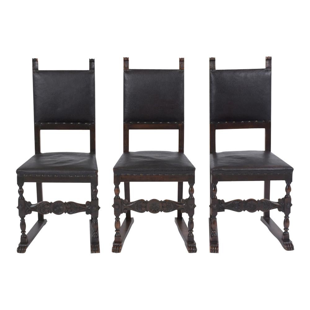 Renaissance Six Italian 19th Century Leather Dining Chairs