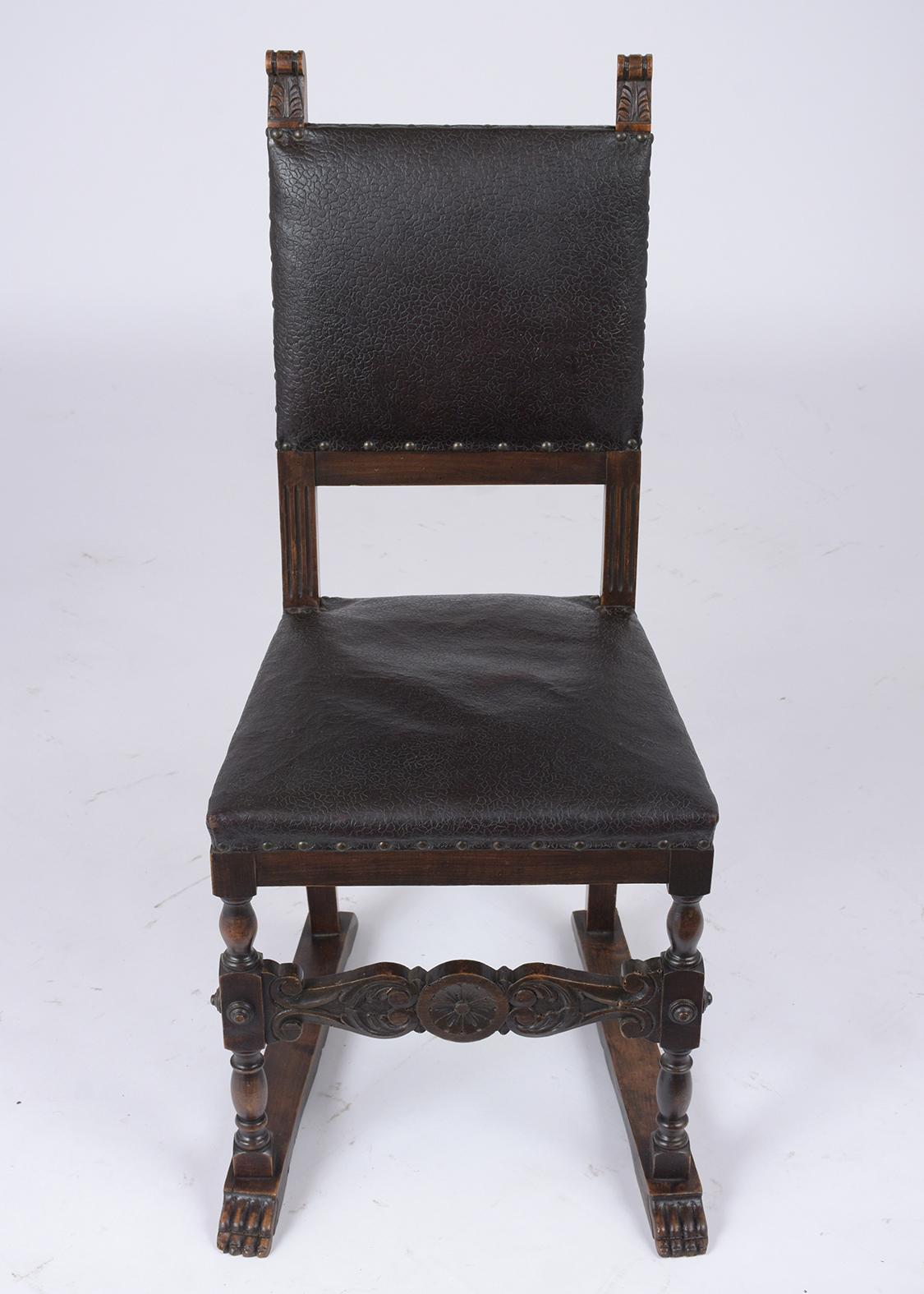 Six Italian 19th Century Leather Dining Chairs 1