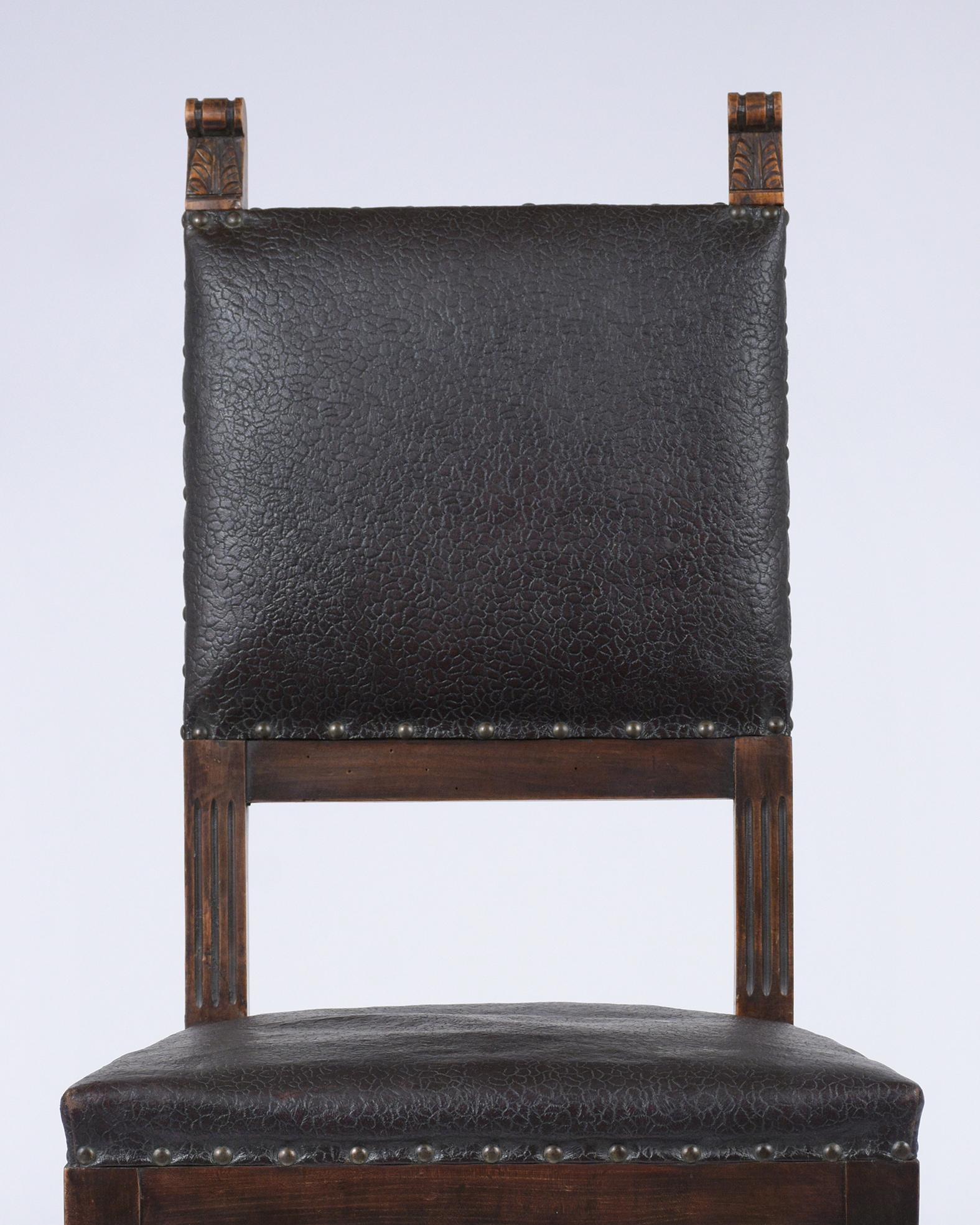 Six Italian 19th Century Leather Dining Chairs In Good Condition In Los Angeles, CA