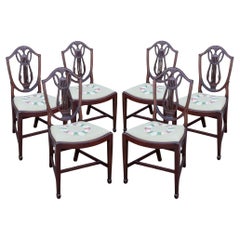 Ensemble de six chaises de salle à manger en acajou Hepplewhite de la fin du XIXe siècle
