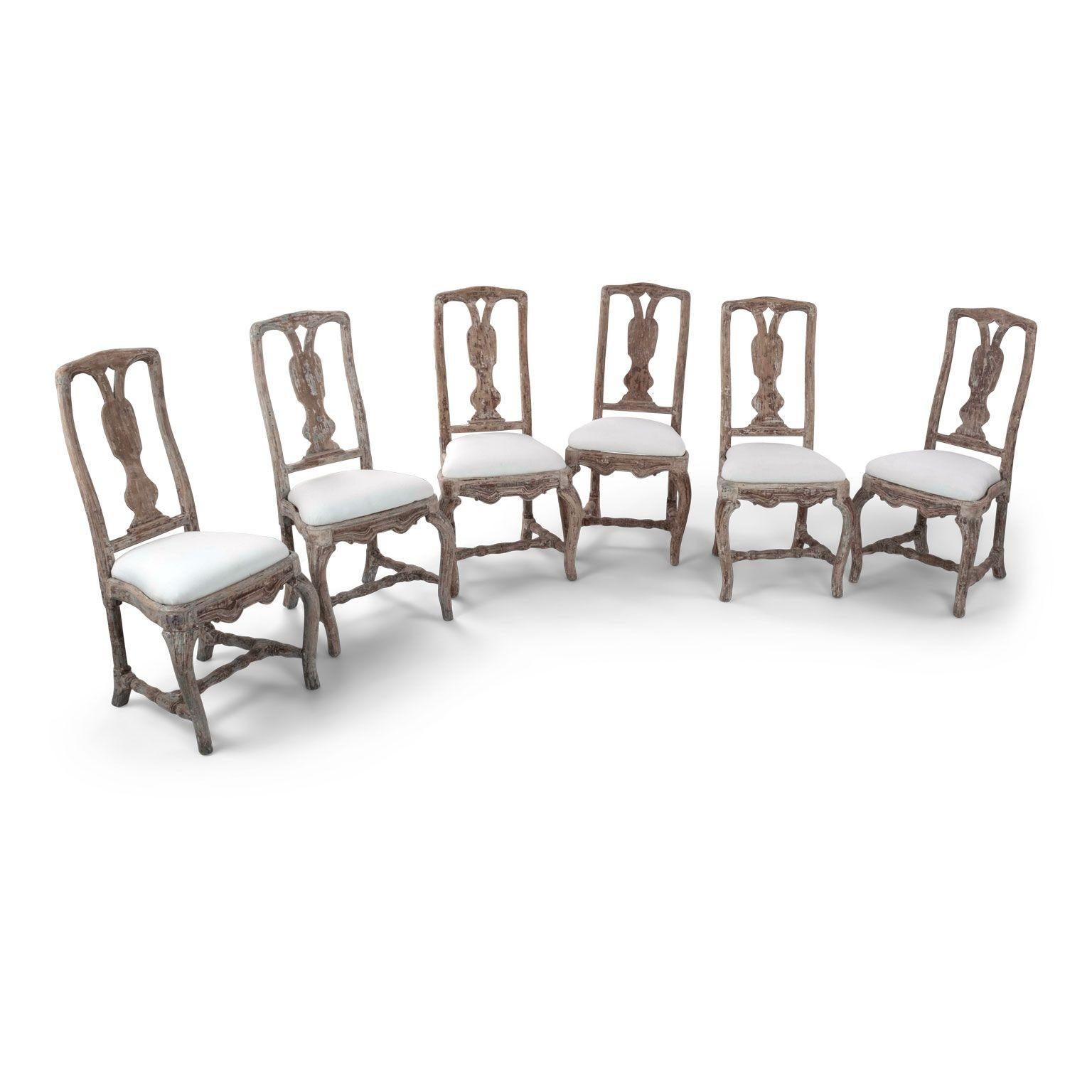 Set of Six Late Baroque Swedish Dining Chairs 6