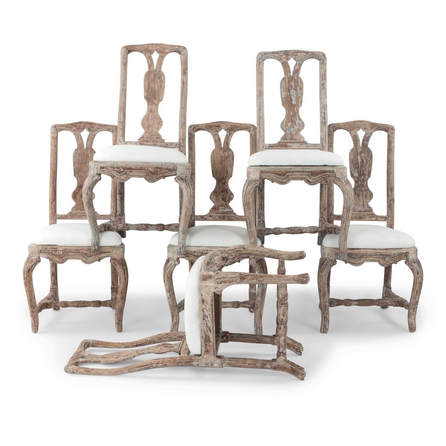 Set of Six Late Baroque Swedish Dining Chairs 7