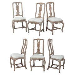 Set of Six Late Baroque Swedish Dining Chairs