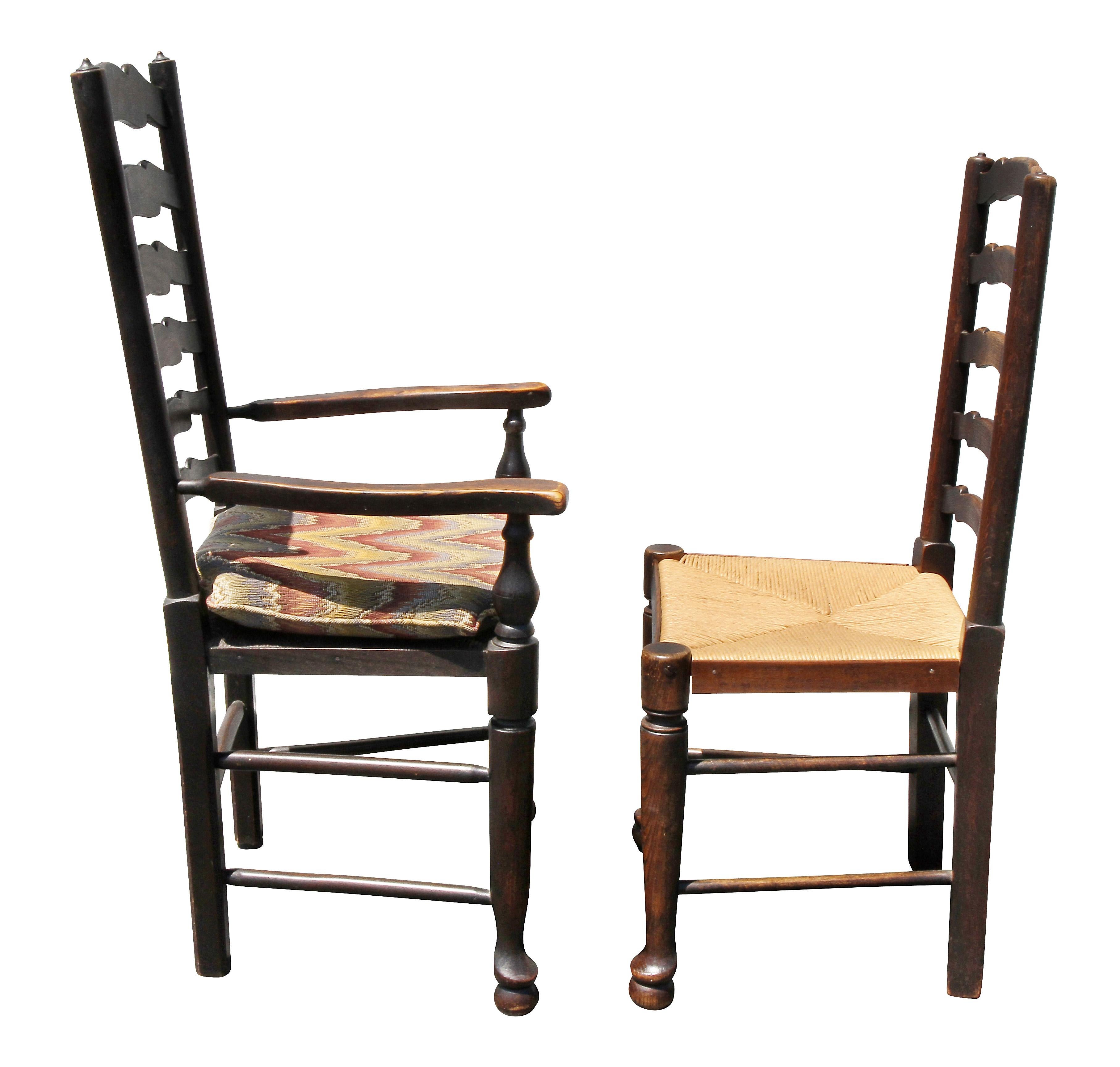 Set of Six Late Georgian Elmwood Windsor Dining Chairs For Sale 6