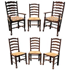 Set of Six Late Georgian Elmwood Windsor Dining Chairs