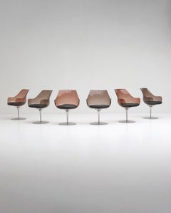 Set of Six Laverne Champagne dining chairs in lucite for Formes Nouvelles
