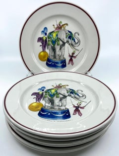 Set of Six Le Cirque Circus Elephant Plates
