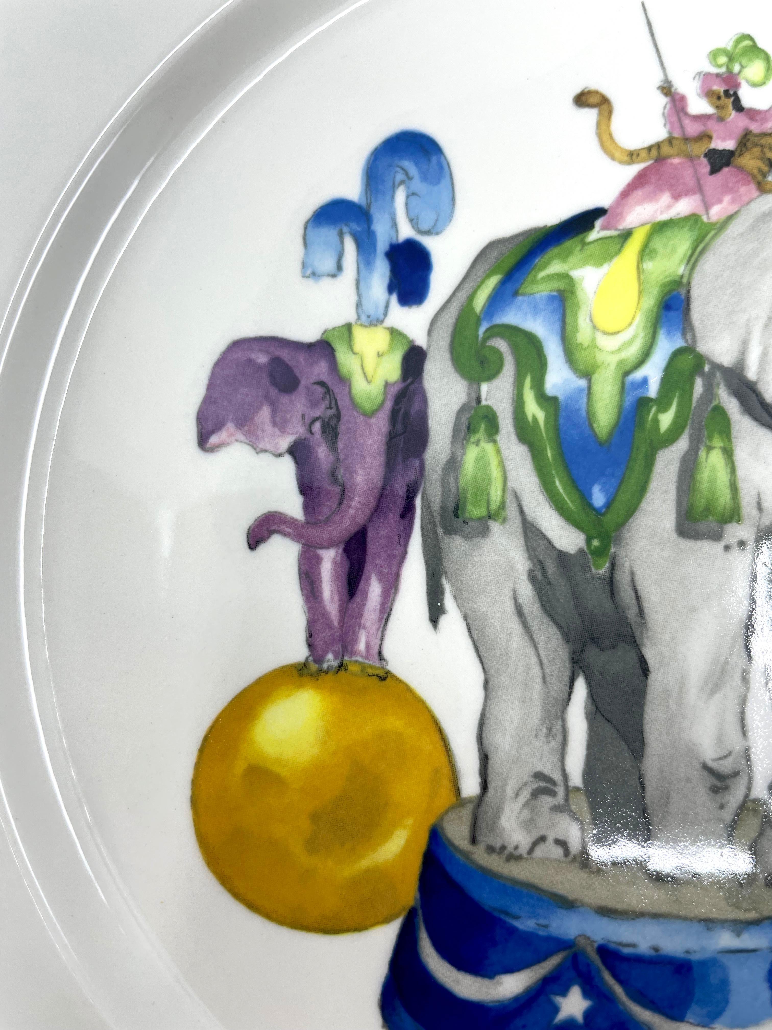 Luxembourgish Set of Six Le Cirque Circus Elephant Plates For Sale