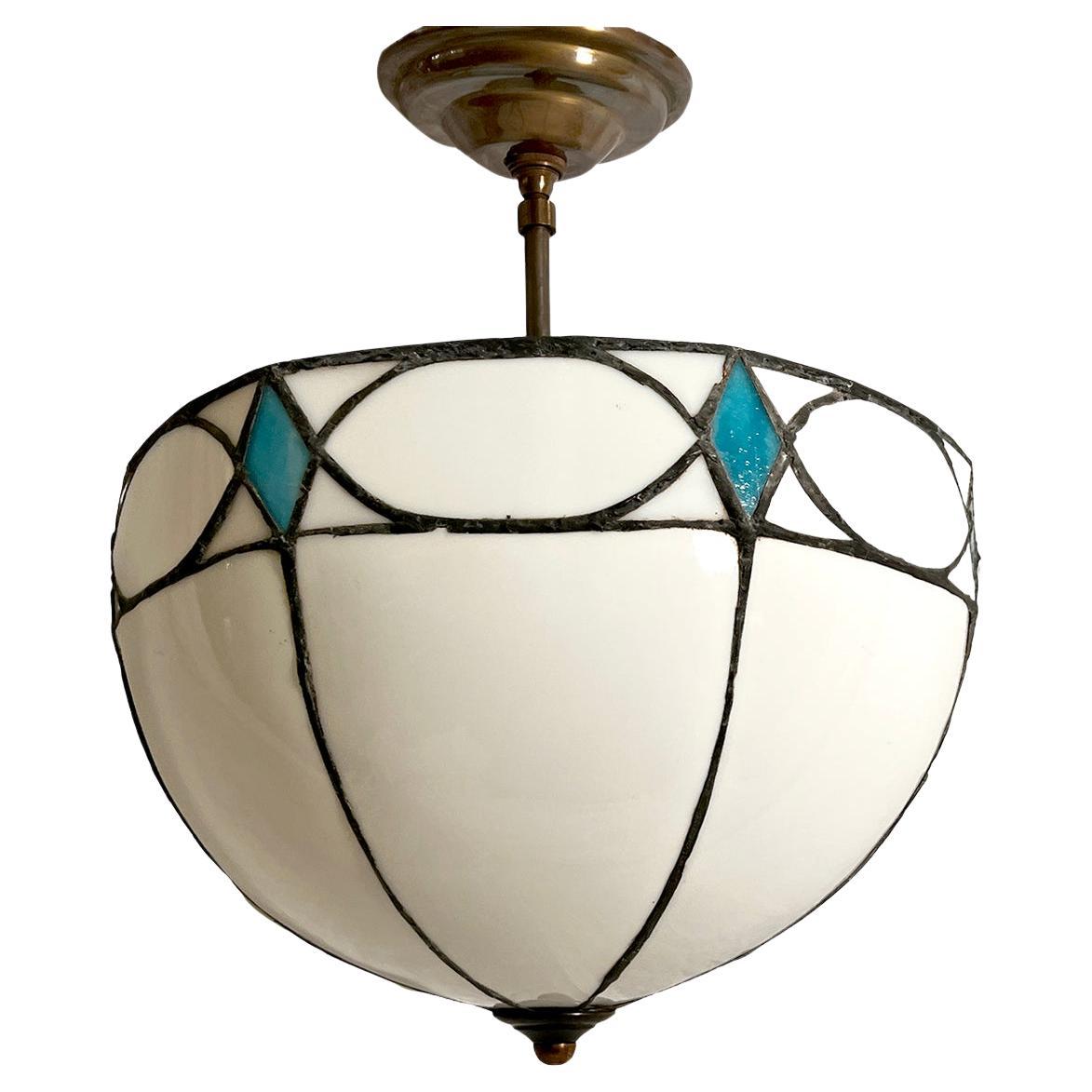 Set of Leaded Glass Light Fixtures, Sold Individually