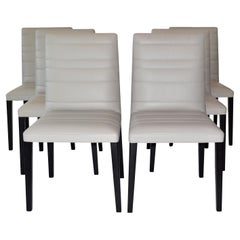 Set of Six Leather and Wood Dining Chairs by Poltrona Frau, 'Louise' 