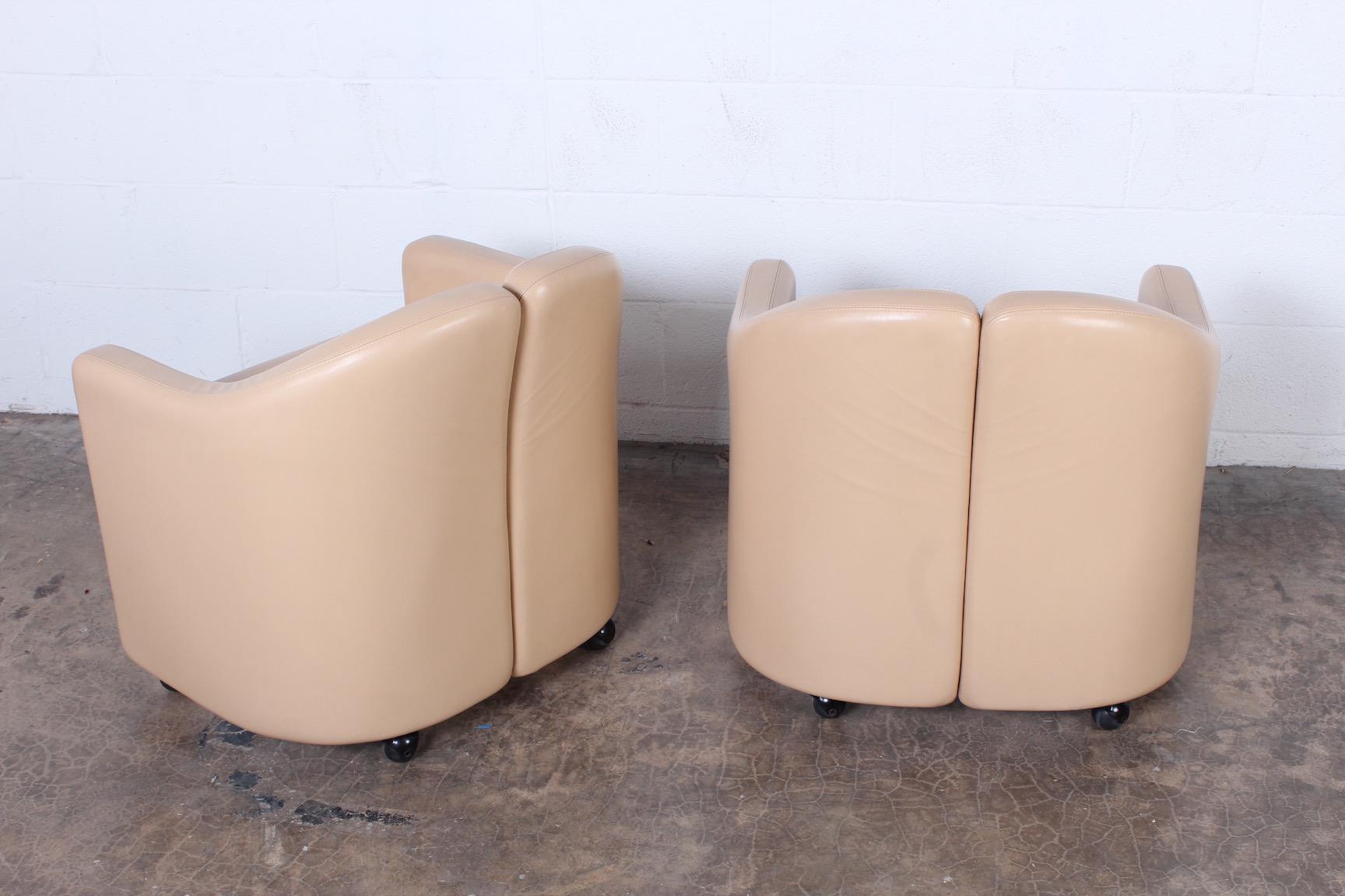 Set of Six Leather Chairs by Eugenio Gerli for Tecno 6