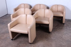 Set of Six Leather Chairs by Eugenio Gerli for Tecno