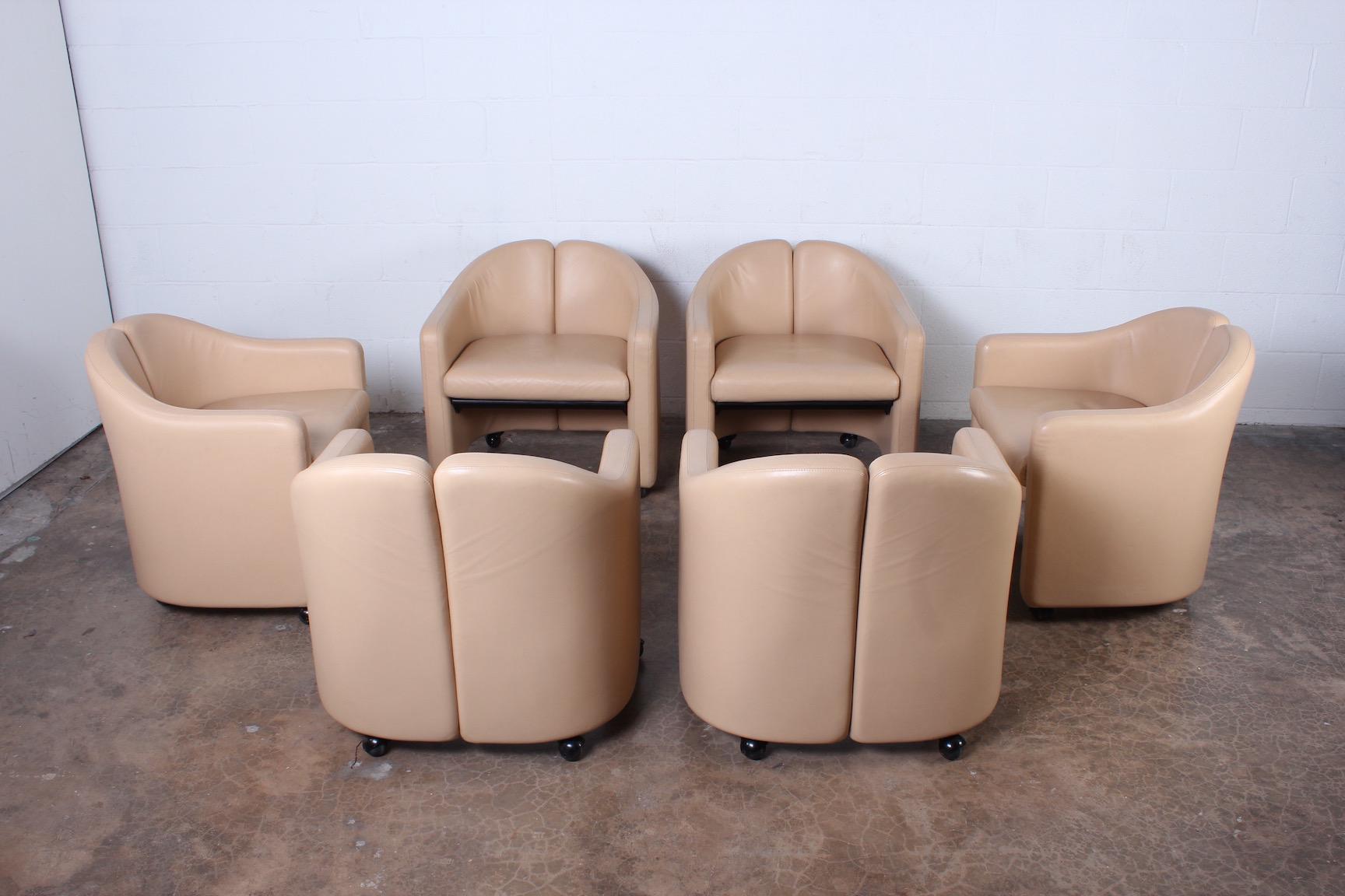 Set of Six Leather Chairs by Eugenio Gerli for Tecno In Excellent Condition In Dallas, TX