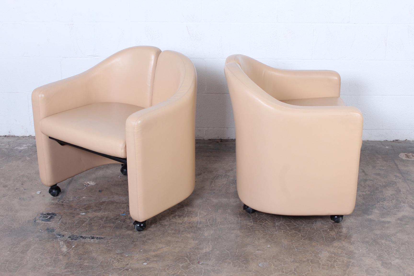 Set of Six Leather Chairs by Eugenio Gerli for Tecno 1