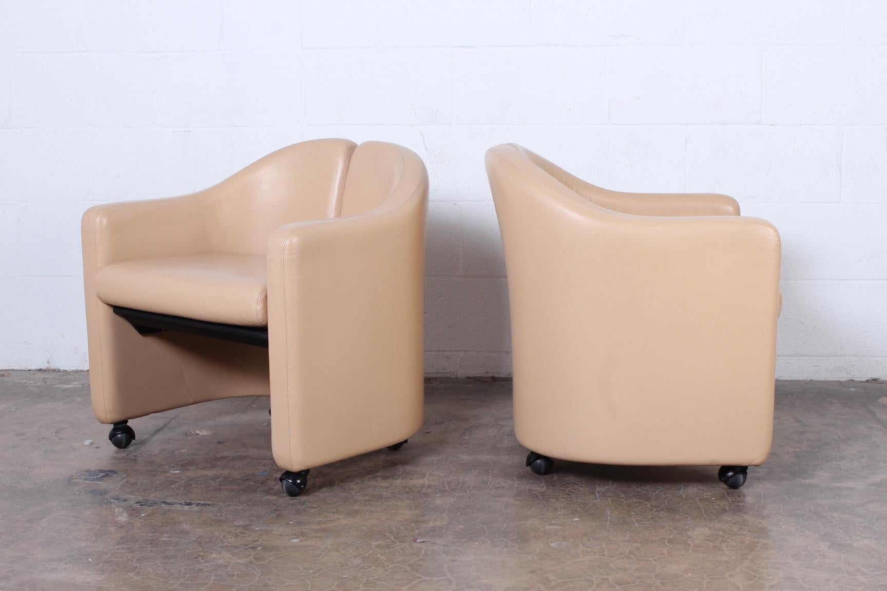 Set of Six Leather Chairs by Eugenio Gerli for Tecno 2