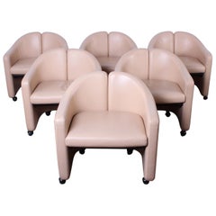 Set of Six Leather Chairs by Eugenio Gerli for Tecno
